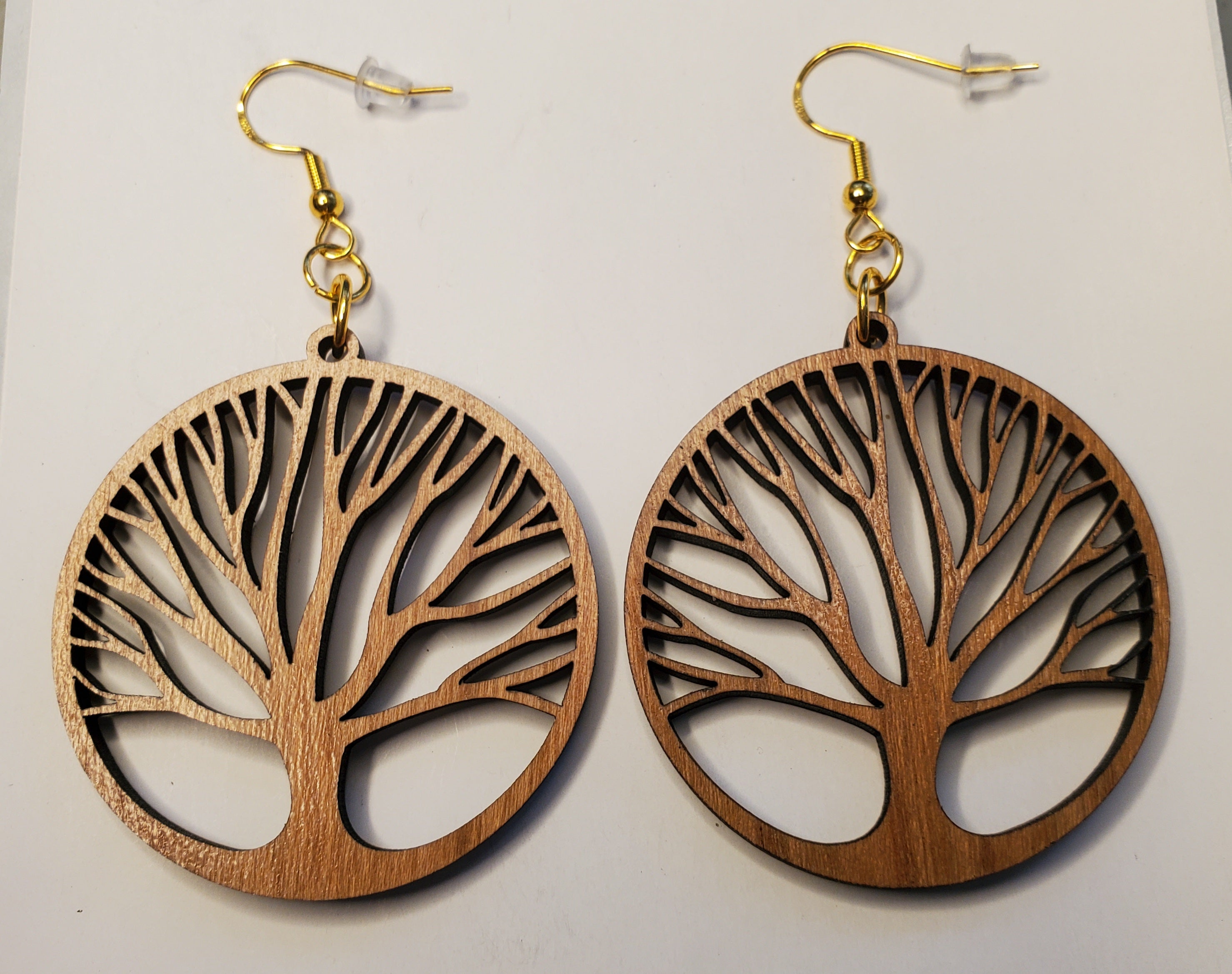 Lasered Tree of Life Wooden Earrings