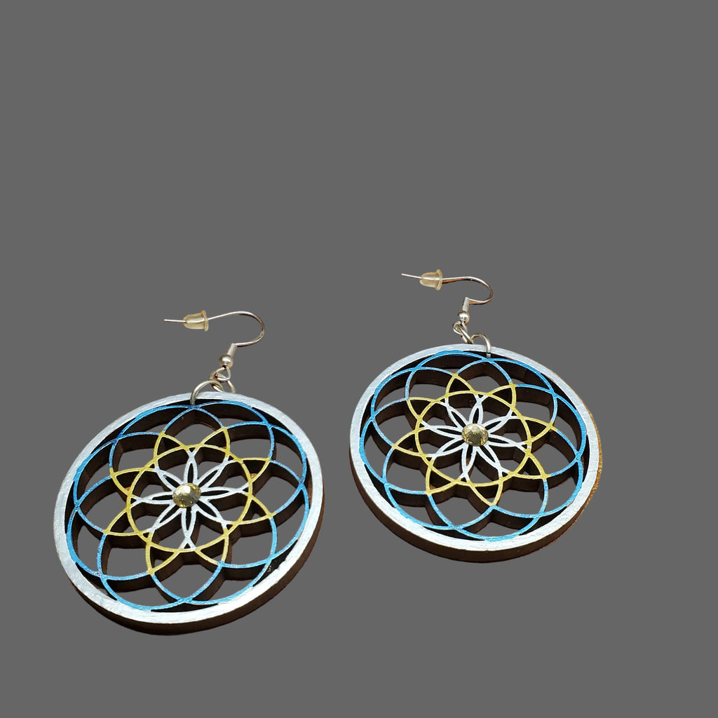 Laser Handrafted Dream Catcher Wooden Earrings.