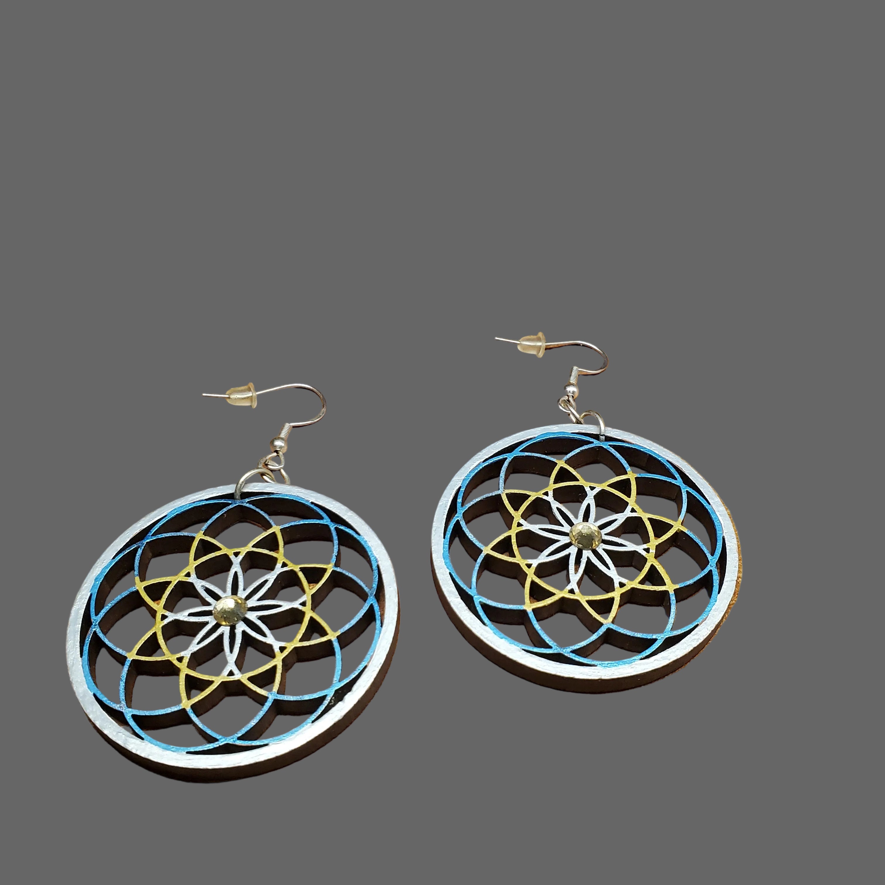 Laser Handrafted Dream Catcher Wooden Earrings.