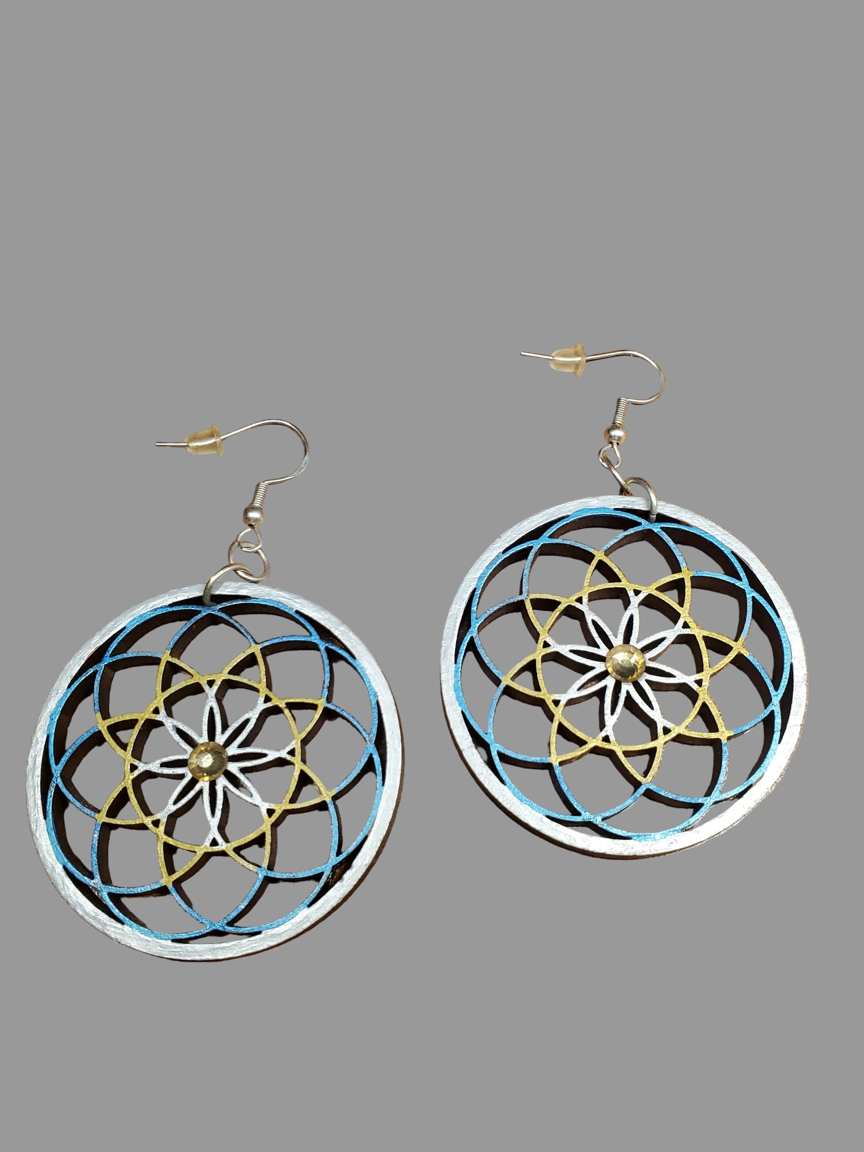 Laser Handrafted Dream Catcher Wooden Earrings.