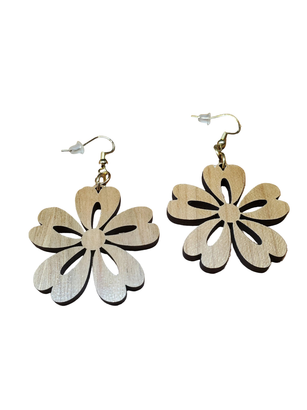 Earrings - Daisy Flower - Wooden - Lasered