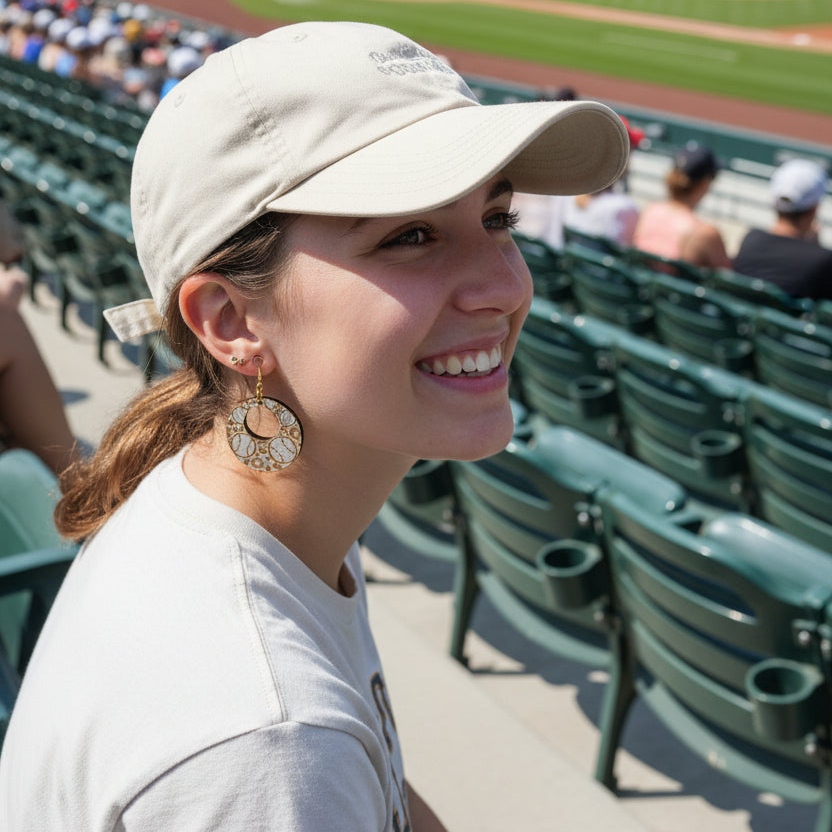 Laser Handcrafted  Wooden Baseball Earrings
