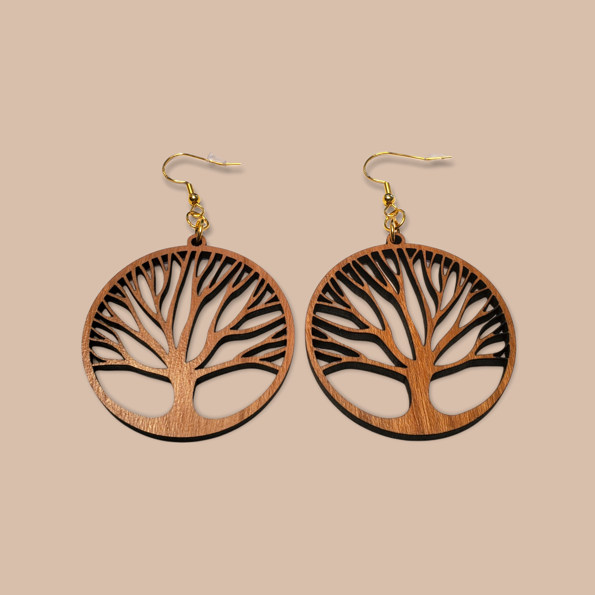 Lasered Tree of Life Wooden Earrings