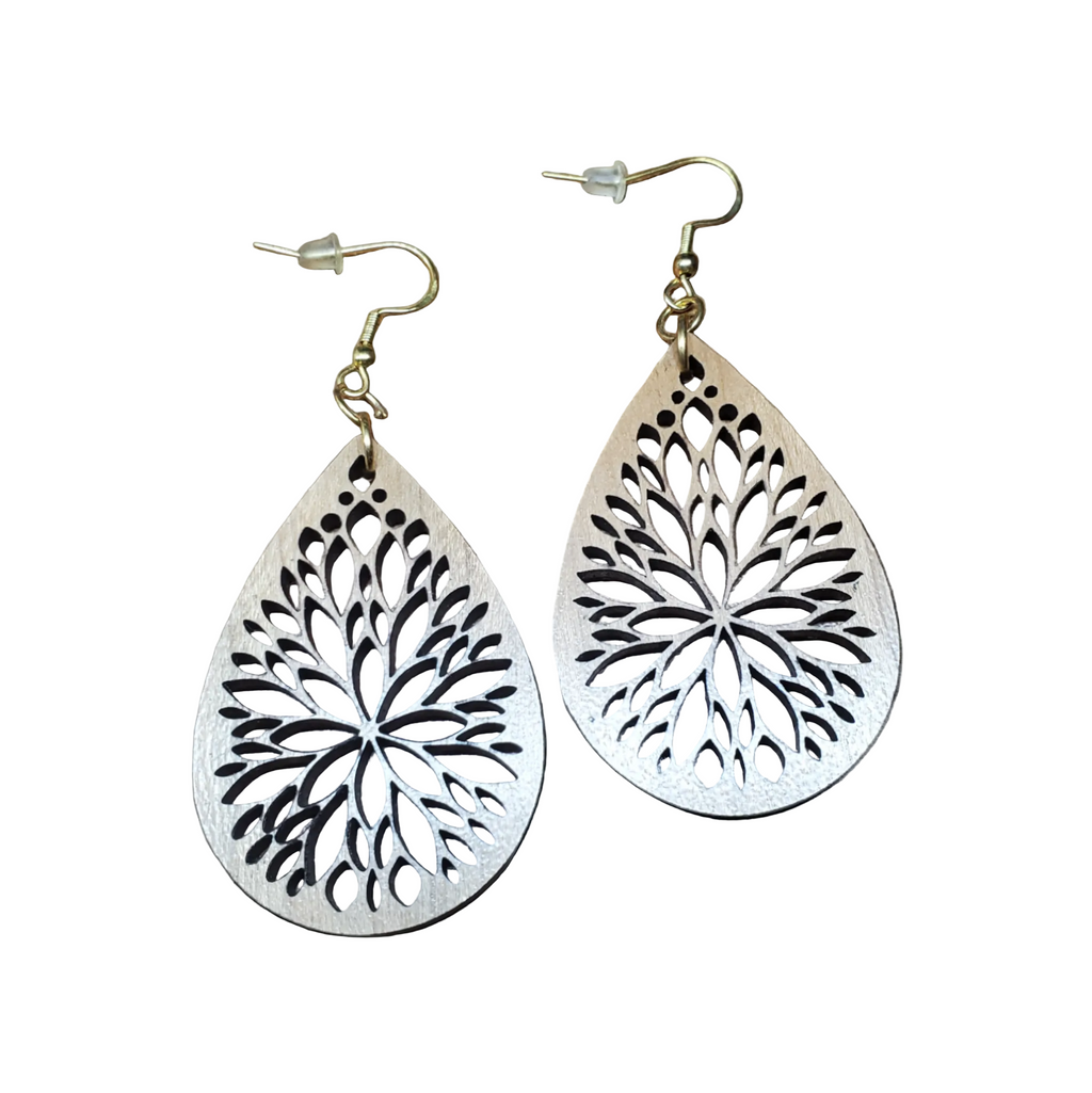 Wooden Lattice Earrings