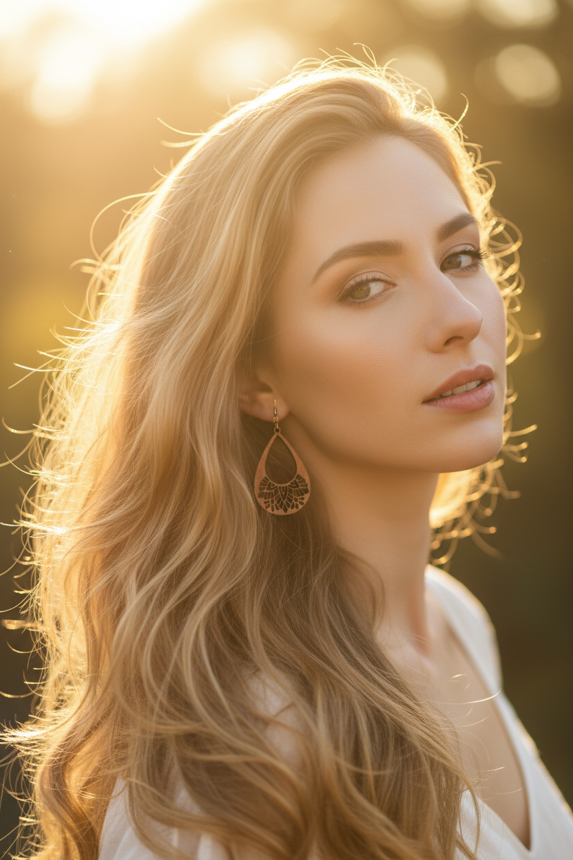 Lasered Wooden Mandala Bohemian Earrings